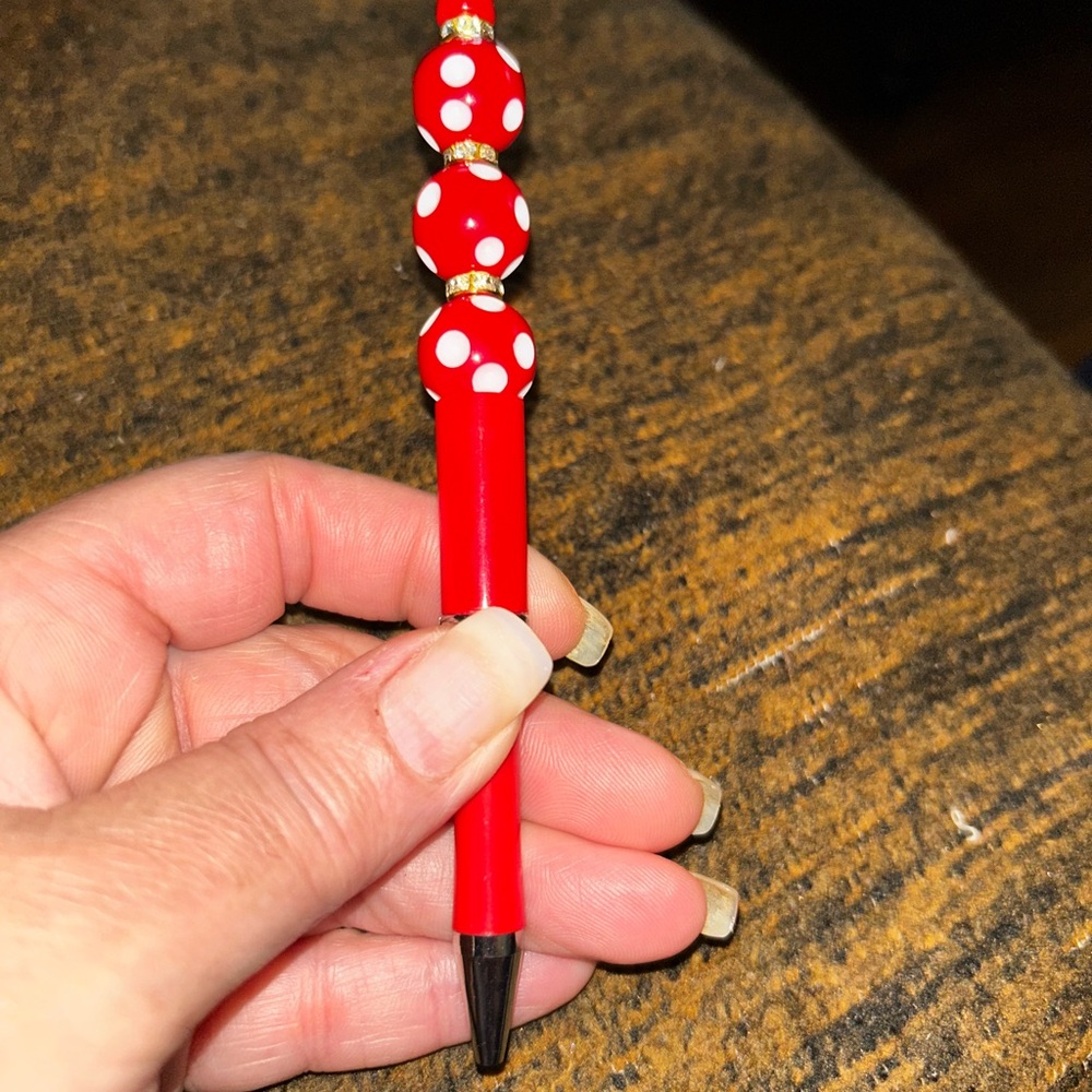 Red Beaded Ballpoint Pens - Set of 2